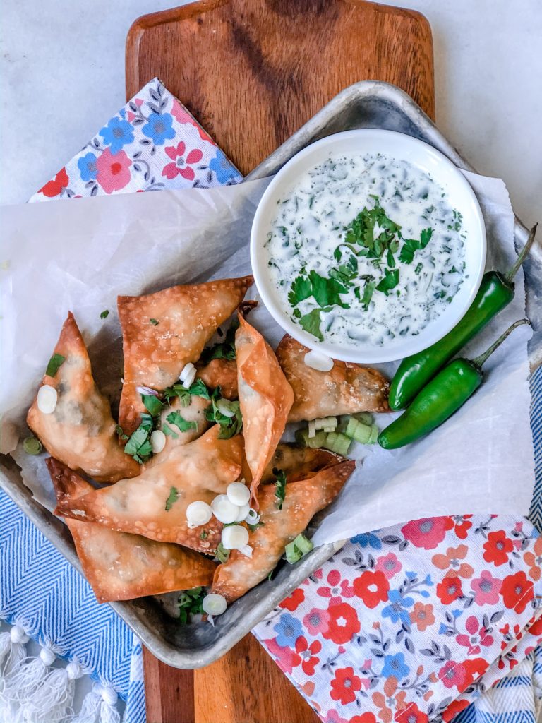 Oven Baked Crispy Southwestern Won Tons With Spicy Cilantro Ranch Dressing Herlongwayhome
